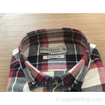 Camicia di flanella a manica lunga maschile 100% cotone moda